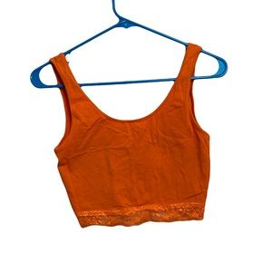 Orange Cropped Tank Size Small Lace Band